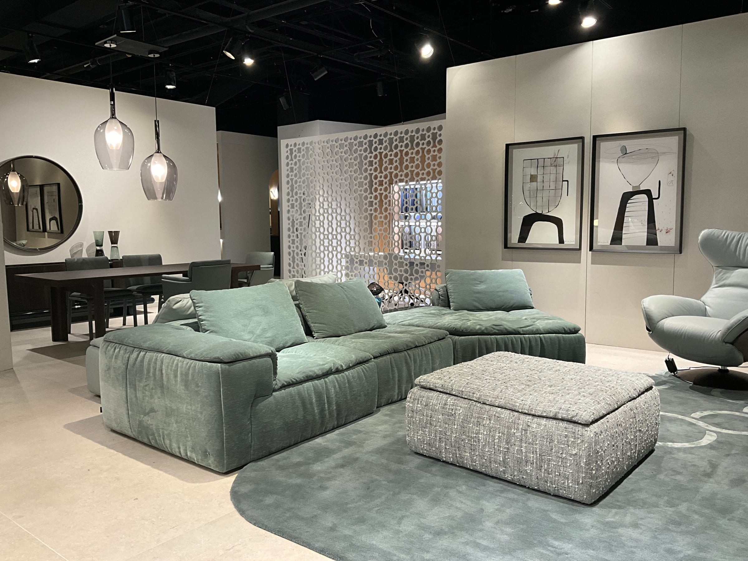 Showroom install in progress ahead of market opening.